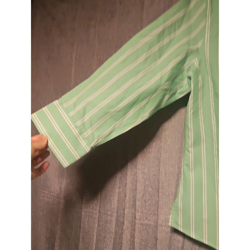 Orvis Mint Green and White Striped Button-Down Shirt - Picture 5 of 6